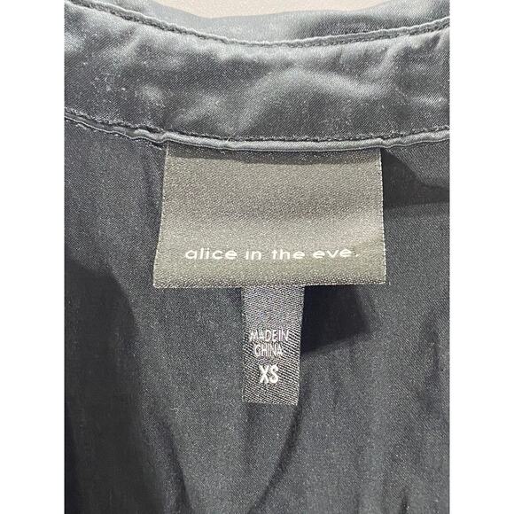 ALICE IN THE EVE Women’s Black Sienna Silky Button-Up Long Sleeve Top SZ XS - Picture 7 of 10